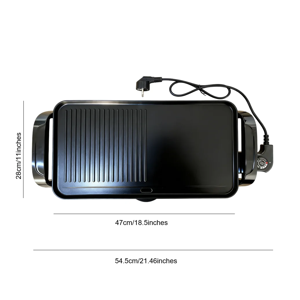 Piastra elettrica 2 in 1 da 2000W, superficie liscia e scanalata antiaderente, controllo della temperatura regolabile, vassoio raccogli grasso, cottura sana per carne, hamburger, pesce e verdure