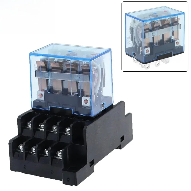 Przekaźnik pośredni HH64P LY4NJ 10A mikro przekaźnik mały elektromagnetyczny ACDC12V24V AC110V 220V 380V z 14 pinami podstawa gniazda PTF14A — zdjęcie 2