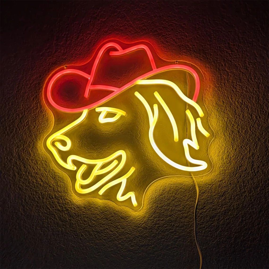 

Golden Retriever Neon Sign Cute Dog with Cowboy Hat Sign for Pet Shop Bedroom Bar Home Decor Dimmable Animal Neon Birthday Gift