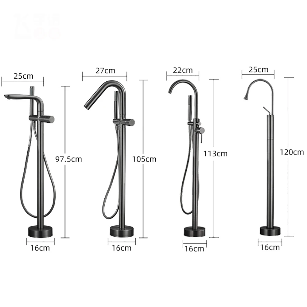 Imagem -03 - Tianview-chapeamento de Latão Splash Proof Banheira Torneira Chuveiro Quente e Frio Gunmetal Cinza Piso de pé