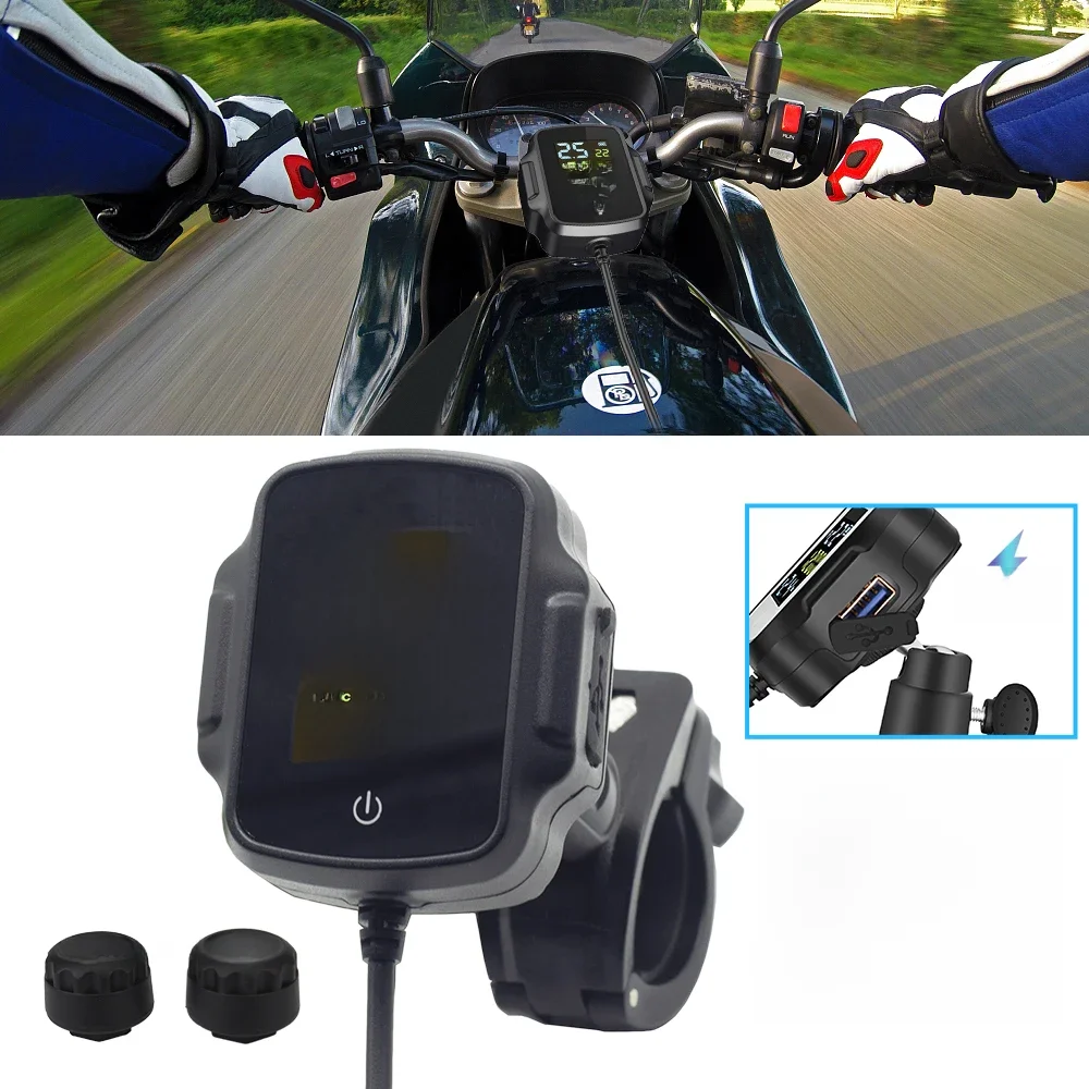 AliExpress LEEPEE Motorcycle TPMS Sensors Tire Pressure Monitoring System with USB Charger 3.0 Smart Tyre Alarm Kit Pit Bike Motorbike Accessories
