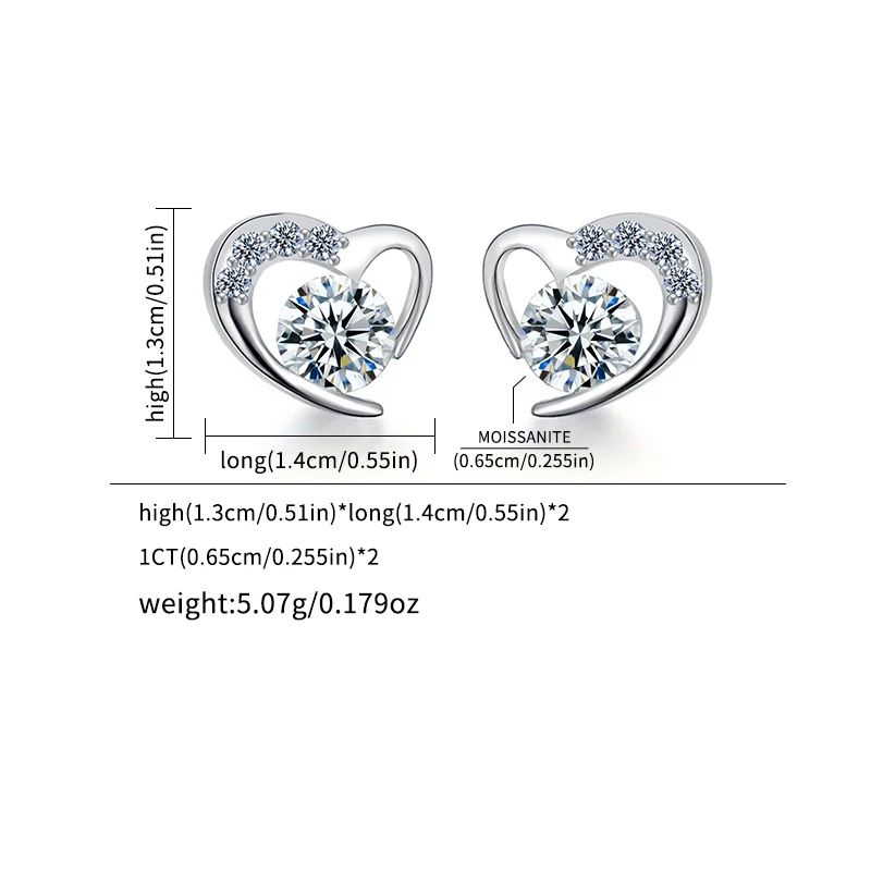 DW 0.5ct-2ct D اللون معتمد مويسانيتي وأقراط مختبر خلق الماس 925 فضة مطلية بالذهب مجوهرات الزفاف