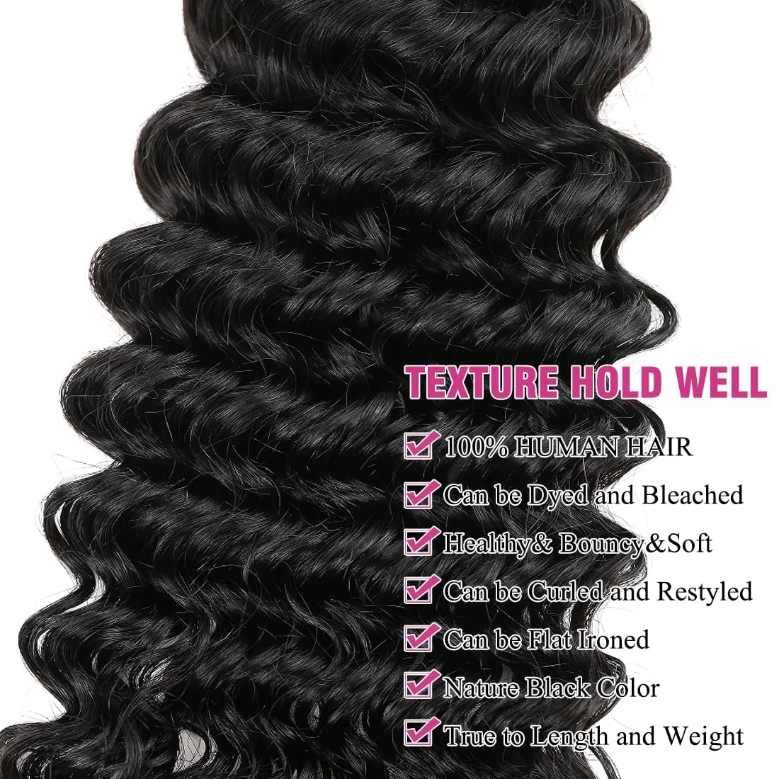Deep Wave Human Hair 1 3 Bundles Premium Deep Wave Bundles 100% Human Hair Bundle Human Hair Extensions Natural Black For Women