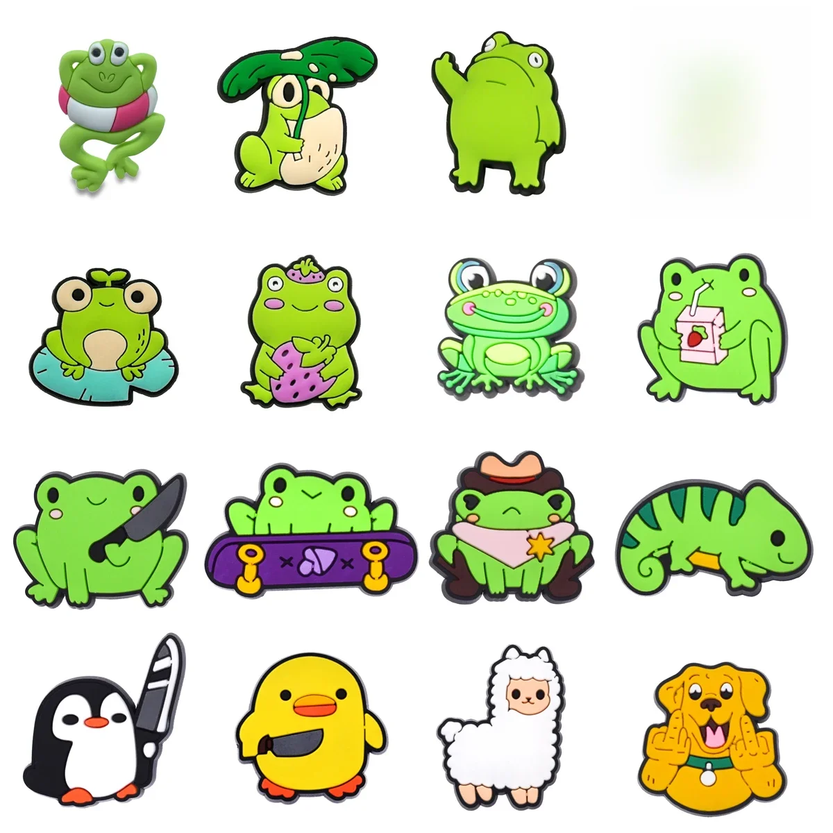 Breloques de chaussures animaux grenouille canard, épingle pour Crocs, accessoires, sabots, diapositives à bulles, décoration de chaussures DIY, cadeau de fête pour femmes