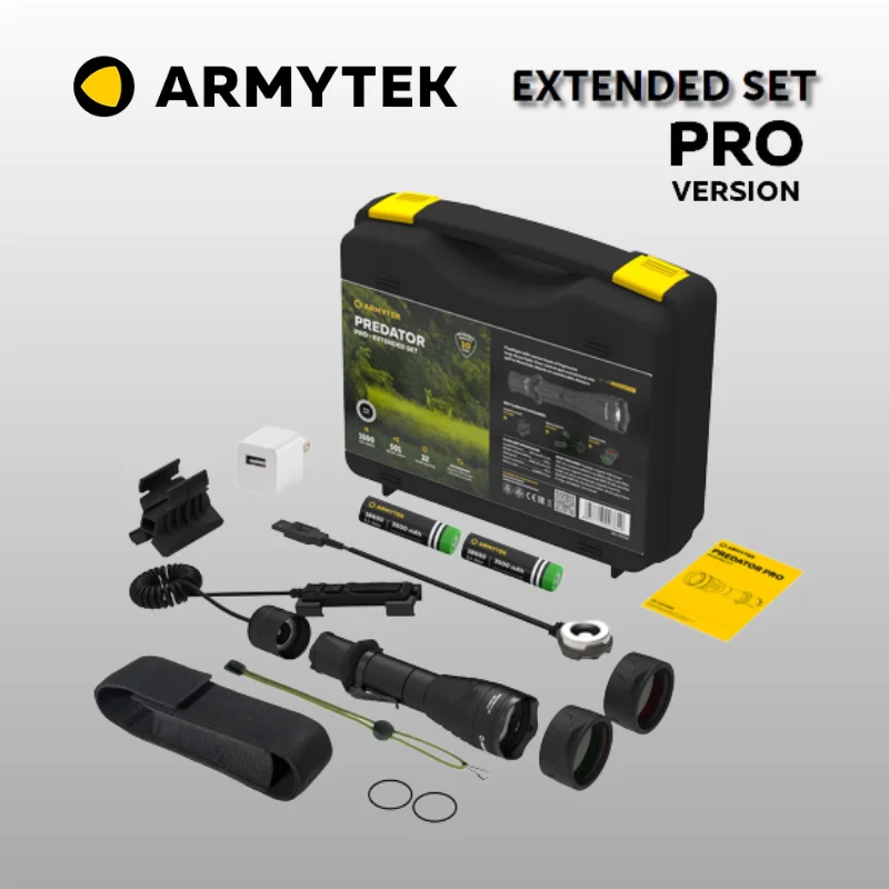 Torcia tattica a LED nuovo Armytek Predator Pro Set esteso ricaricabile USB magnetico (F07302W / F07302C)