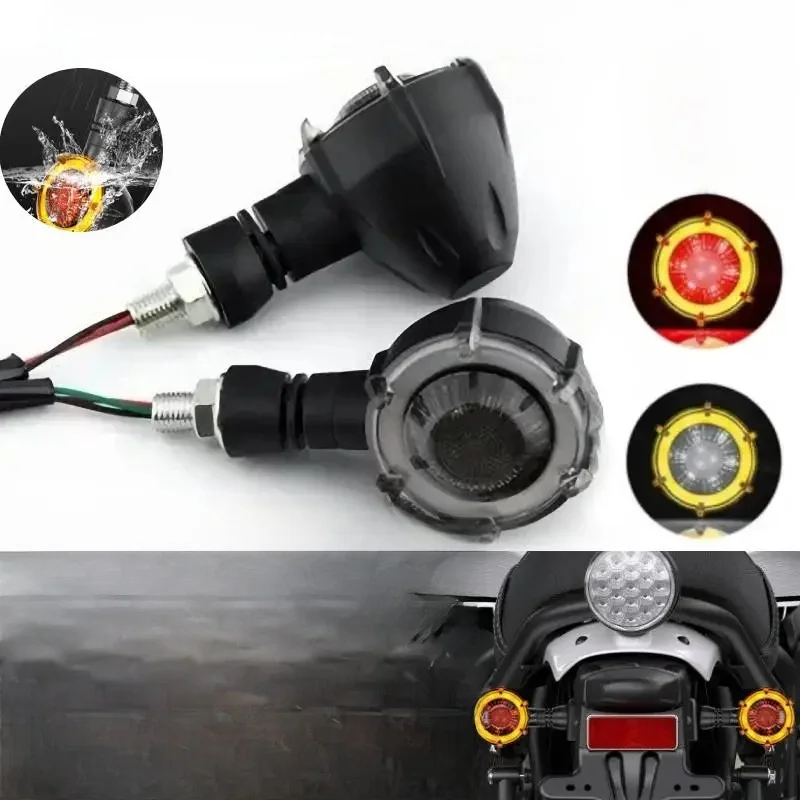 Kierunkowskaz motocykla LED światła sekwencyjne płynąca lampka kontrolna 12V 10mm Retro dwukolorowy obróć kierunkowskaz LED — 2