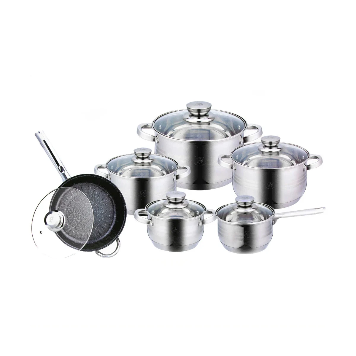 Cookware Set Pots and Pan Set Non-Stick Induction Gas Food Saucepan Casserole for Cooking 12 Pieces