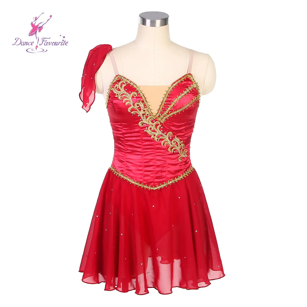 B22312 Red Diana and Acteon Variation Ballet Dance Costume Red Dress with Gold Trim Ballet Costumes