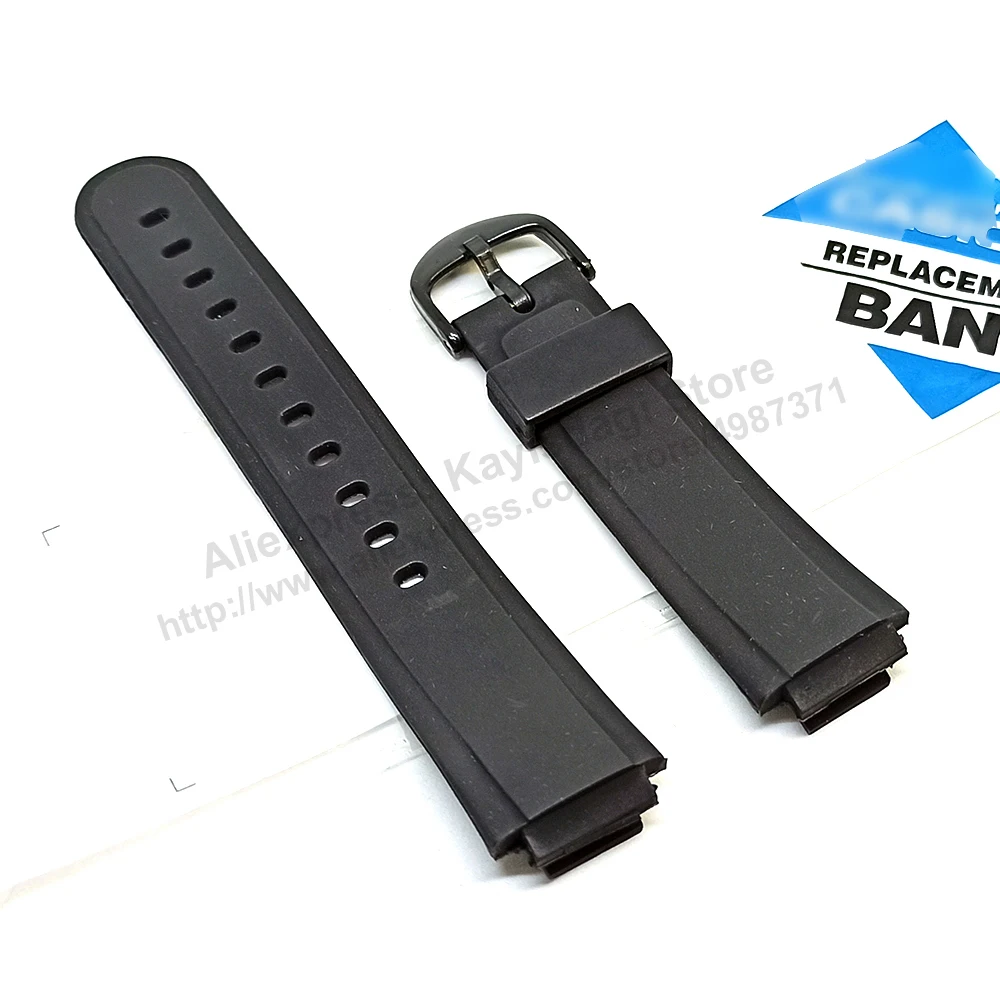 15mm Black Rubber watch band / strap comp. Casio AW-30 ,  AW-33 ,  AW-34 , AW-35 ,  AW-43 ,  AW-51K ,  SWC-03  ,  EB-3008