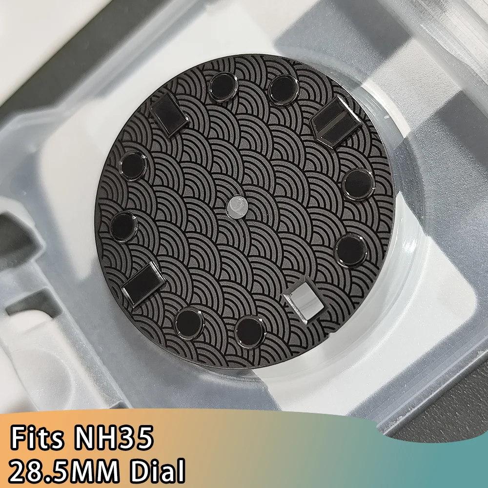 28,5-mm-Zifferblatt für NH35-Uhren, Fischschuppenmuster-Zifferblatt, NH35 28,5-mm-Zifferblatt mit Einzelkalender, NH35-Zifferblatt-Zubehör – Detail 4