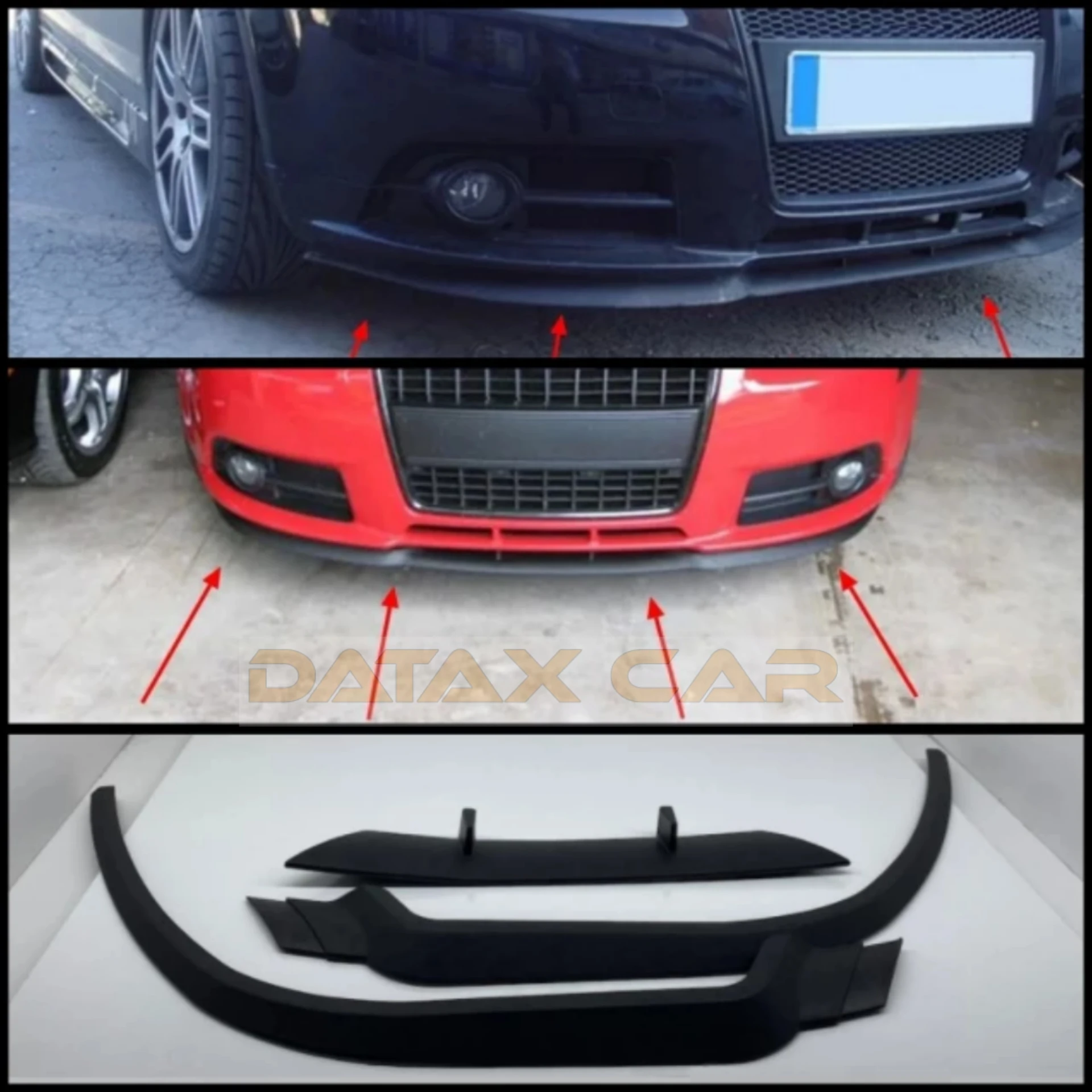 Front Bumper Lip Cupra R For AUDI A3 A4 S3 S4 8p 8L Spoiler Flap Car Accessories Universal 3 Pcs Body Kit Exterior Parts Tuning