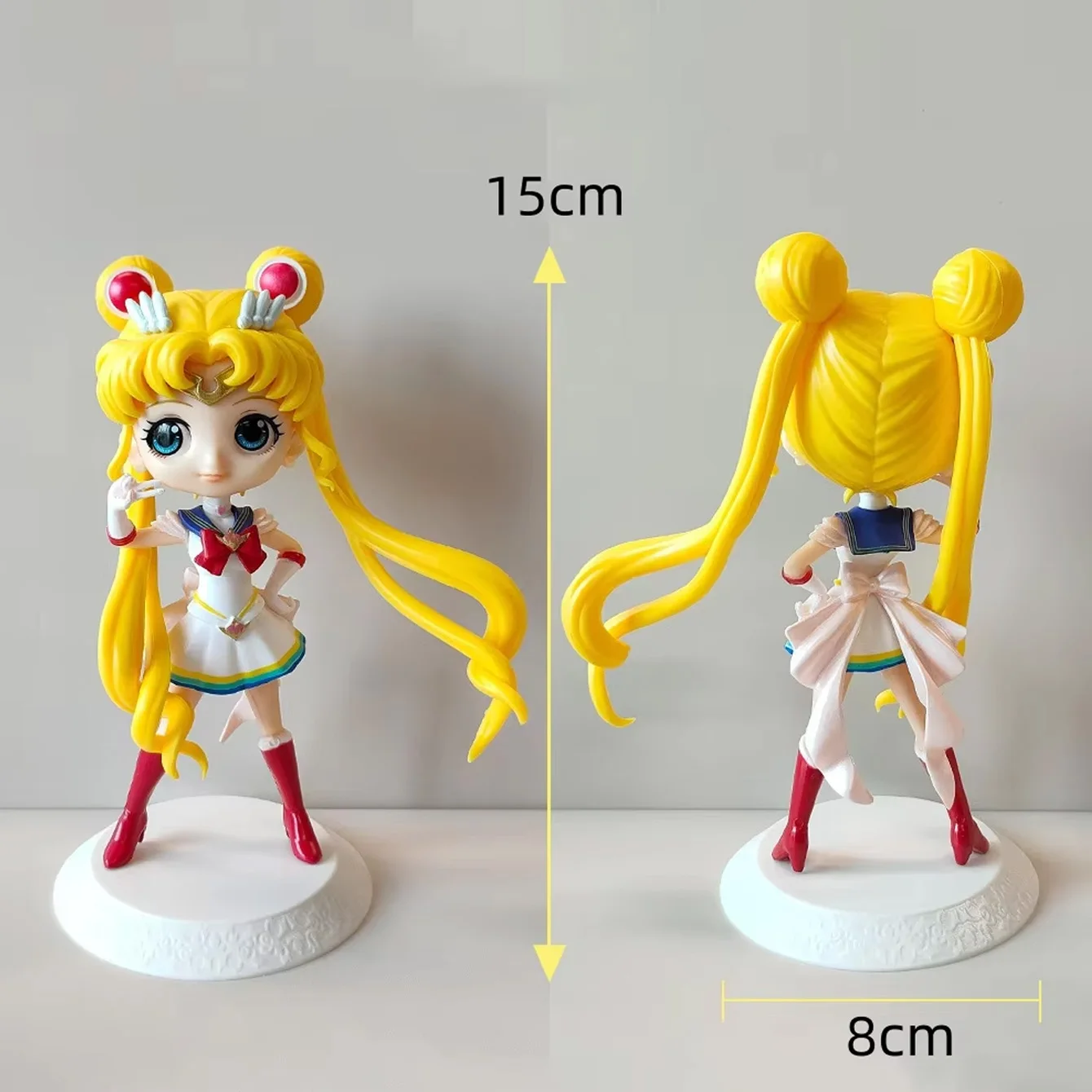 Sailor Moon & Chibi Moon Figure Set – Q Posket Style, Tsukino Usagi & Chibiusa, Sailor Uniform Ver PVC Collectible Statue view 6