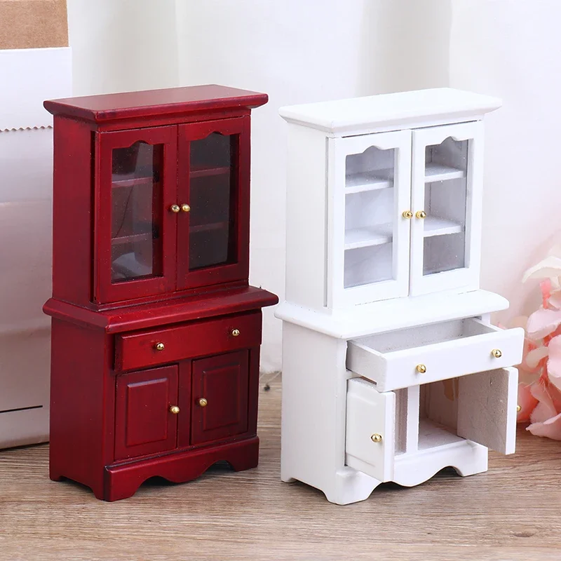 1/12 domek dla lalek miniaturowe meble wielofunkcyjny drewniane, na szafkę regał zabawkowy Model — zdjęcie 2