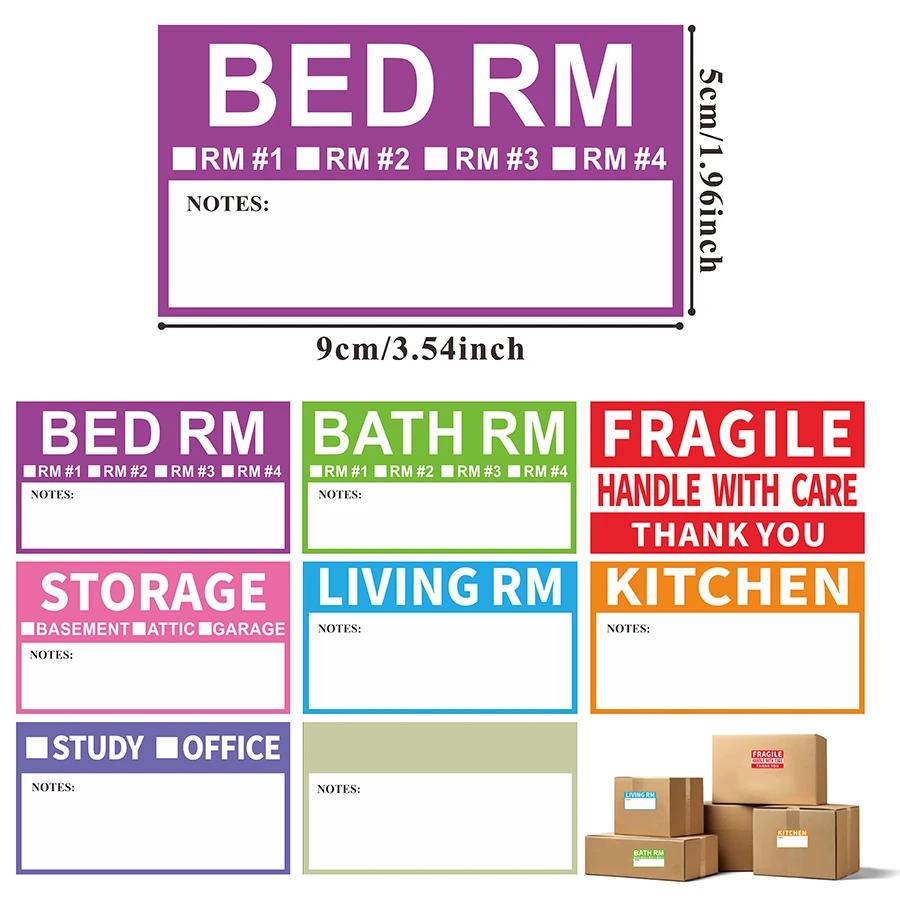 80 قطعة من الملصقات المتحركة المنزلية القابلة للإزالة ببرمجة الألوان - ملصقات هشة مع قائمة مرجعية للمطبخ والحمام وغرفة النوم