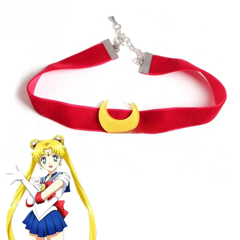 Kostium księżyca naszyjnik kołnierz aksamitny pasek cosplay kostium anime akcesoria rekwizyt — zdjęcie 2