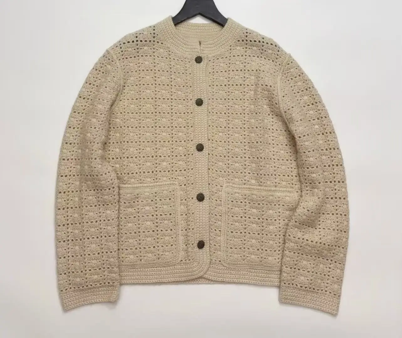 

High Quality New Women Cashmere Wool Knitted Cardigan Tops Long Sleeve Elegant Chic Luxury Single Breasted Casual Solid Sweater