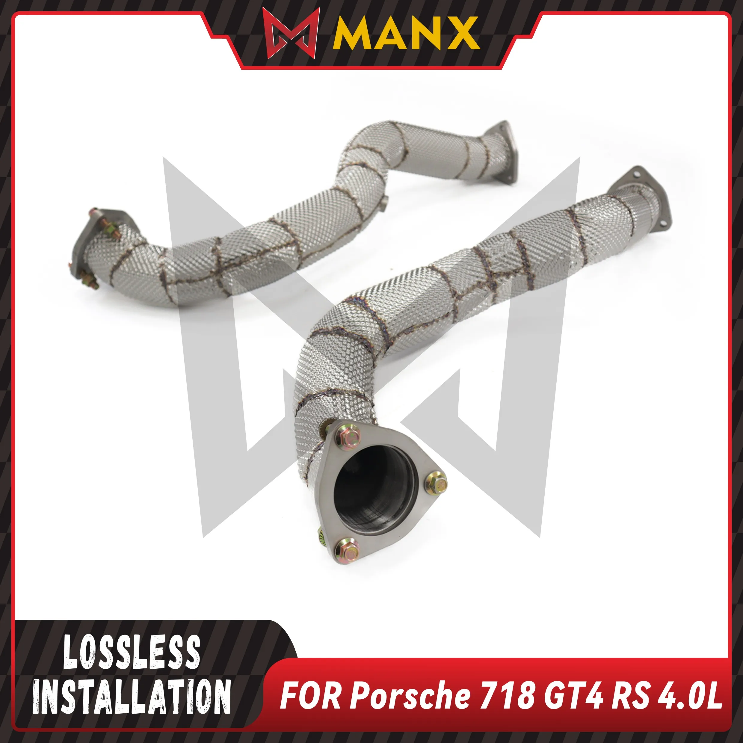 

Suitable for Porsche 718 GT4 RS 4.0L Stainless steel Downpipe Performance Exhaust fitting with heat shield Racing Pipe