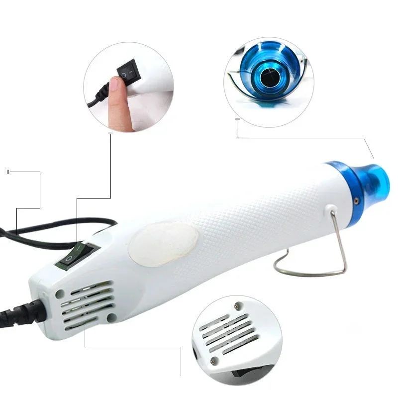 Pistolet na gorące powietrze 220V Pistolet lutowniczy z temperaturą DIY Rzemiosło Elektryczna suszarka na gorące powietrze Mini opalarka do rur termokurczliwych Okład samochodowy — zdjęcie 2