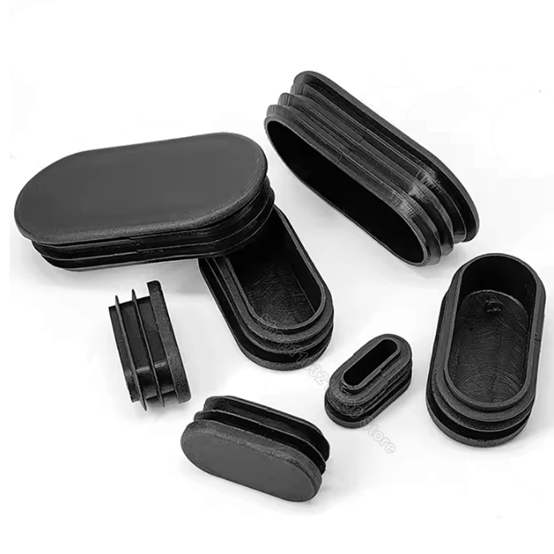 Oval Oblong Rectangle Plastic Blanking End Caps Tube Pipe Inserts Plugs Bungs Stopper For Table Feet Chair Leg Black/White/Grey