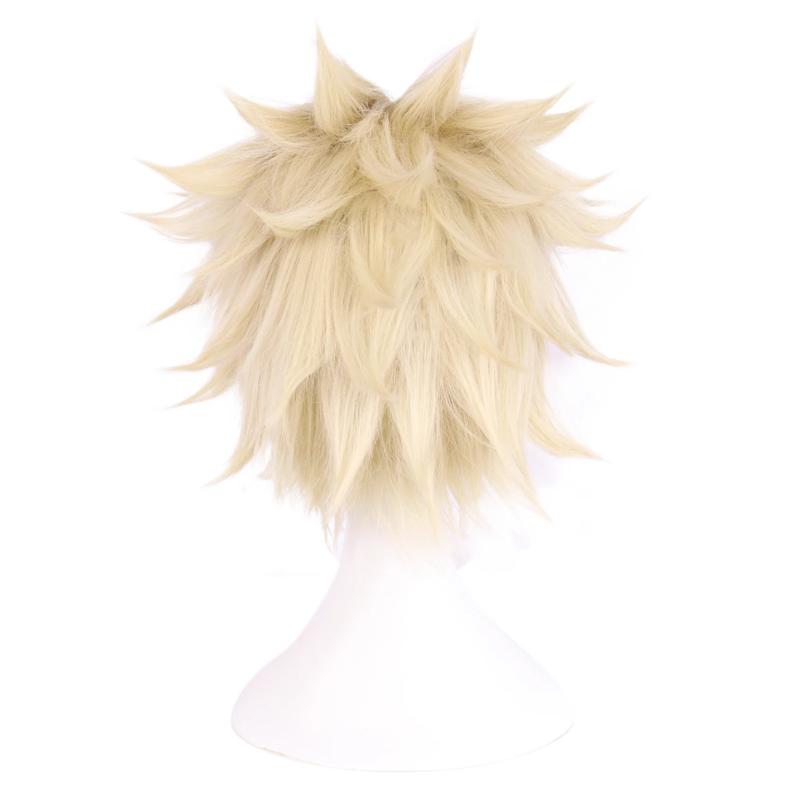 Peruca sintética curta reta amarela Denki Kaminari Cosplay para Halloween Dia de Ação de Graças Natal