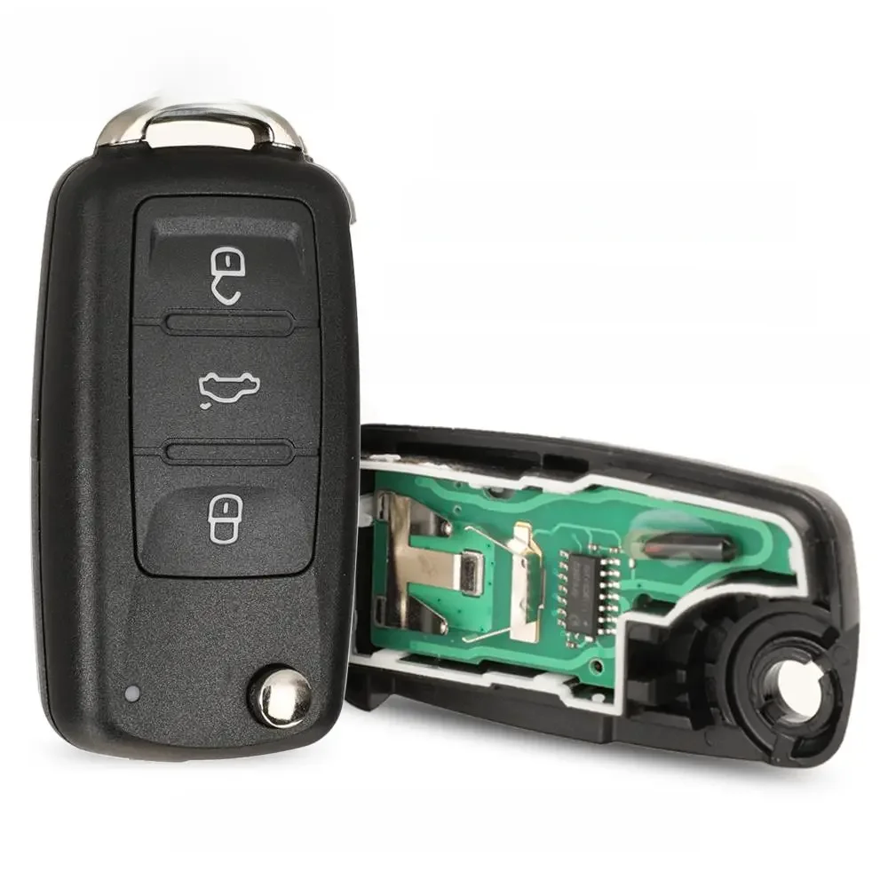 Jingyuqin 3BT Fernbedienung Klappschlüssel 434 MHz ID48 Chip für VW Volkswagen GOLF PASSAT Tiguan Polo Jetta Beetle Skoda Seat Auto 5K 0837202 AD