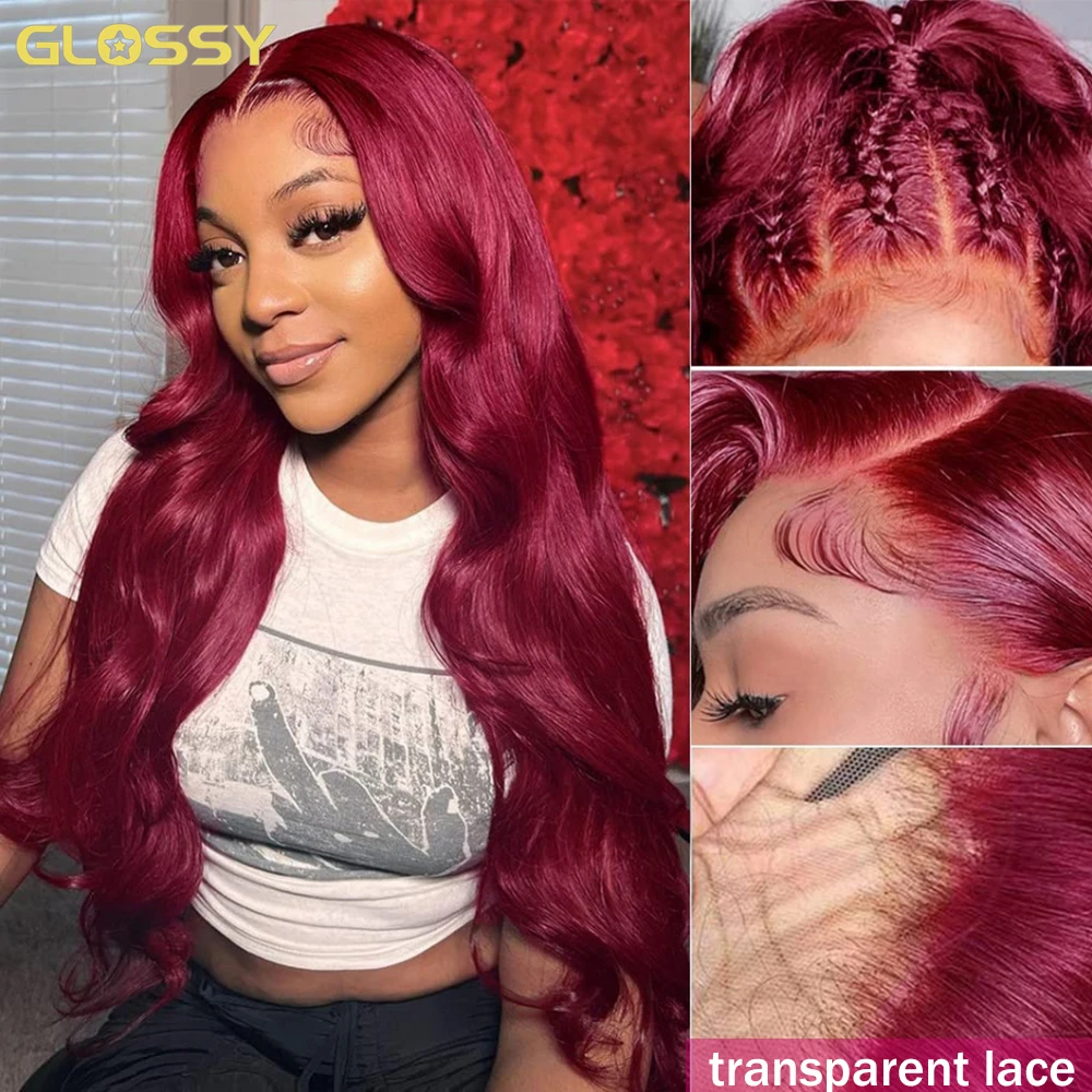 Lace Frontal peruca de cabelo humano para mulheres, 250% onda do corpo, Borgonha, perucas brasileiras, glueless, 13x6, 99j, na venda, depuração, HD