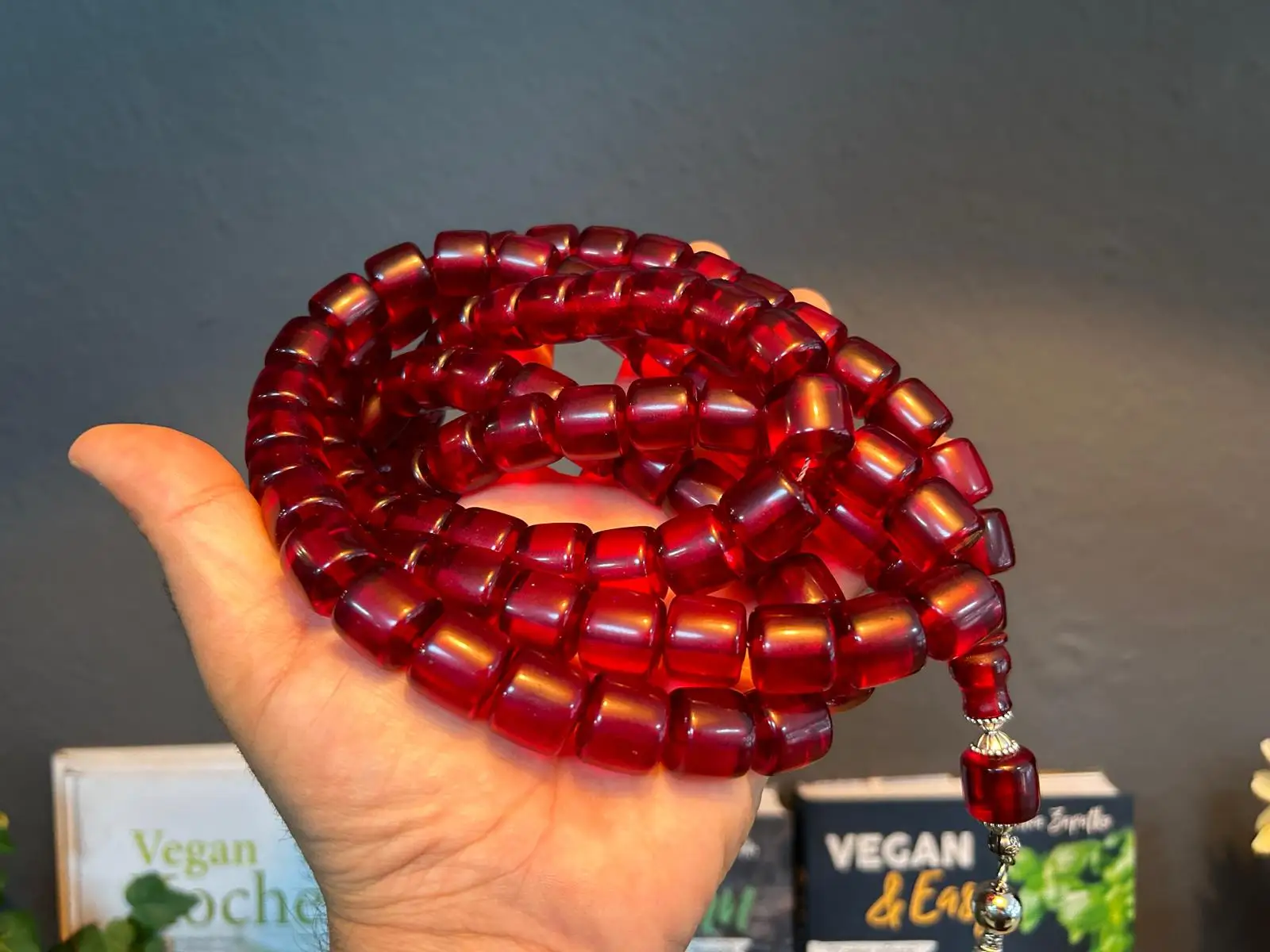 100 Red Bakelite Ottoman Rare Faturan  German Amber Sandalous Misbaha Prayerbeads Rosary Tasbih Tesbih İslam Subha T43