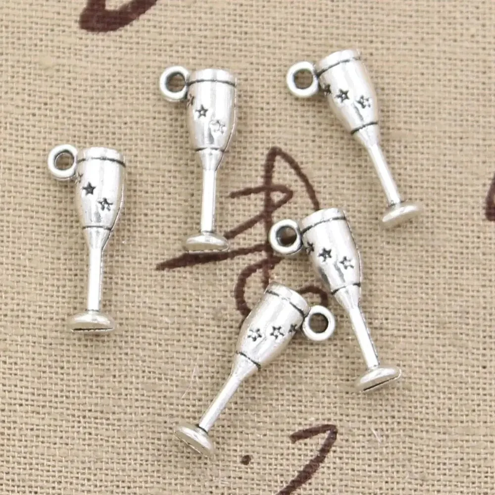 30 sztuk Charms kieliszki do szampana kieliszek do wina 20x5mm antyczny brąz kolor srebrny platerowane wisiorki dokonywanie DIY Handmade biżuteria tybetańska — zdjęcie 2