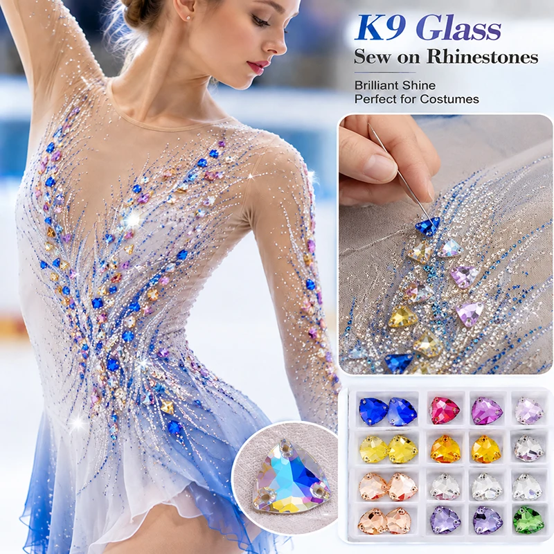 BOBOHOO AAAAA Fat Trilliant K9 Glas-Applikationssteine, Kristall AB, flache Rückseite, zum Aufnähen, für Kleidung, Taschen – Detail 2