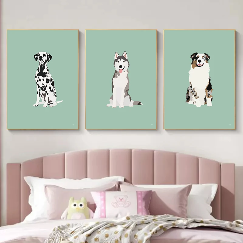 Minimalist Dog Breeds Pug Bulldog Doberman Cute Poster Print Canvas Painting Nordic Animal Wall Art For Modern Room Decoration
