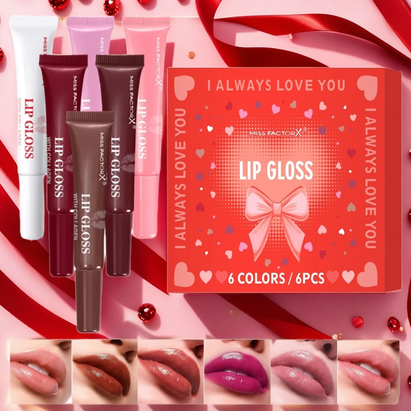 6-color SOYRAIE HYMEYS Lipstick Set - Long-lasting, Moisturizing, Shimmering, 6 Vibrant Colors - Gift for Women