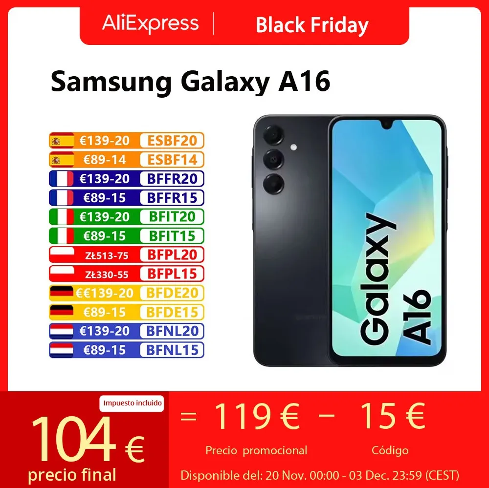 هاتف Samsung Galaxy A16 4G الذكي Android 4GB 128GB MTK 6.7 "90 هرتز شاشة Super AMOLED كاميرا 50 ميجابكسل بطارية 5000 مللي أمبير NFC