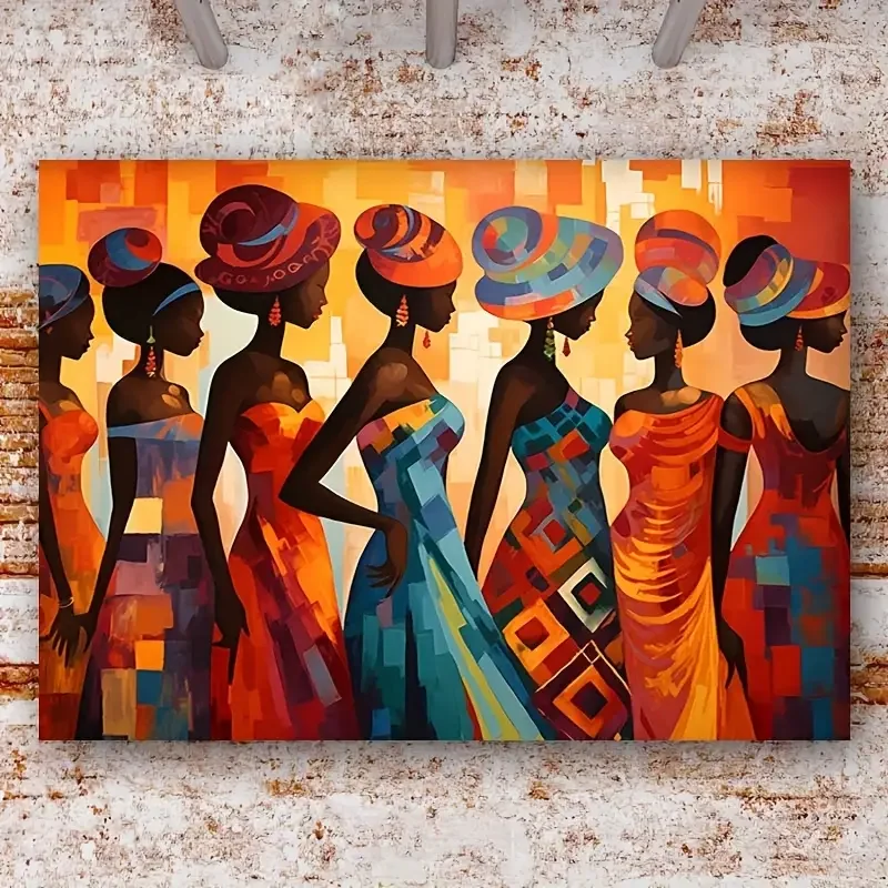 Vintage African American Women Dancing Canvas Wall Art - Ready To Hang Wooden Framed Print For Living Room, Bedroom, Office