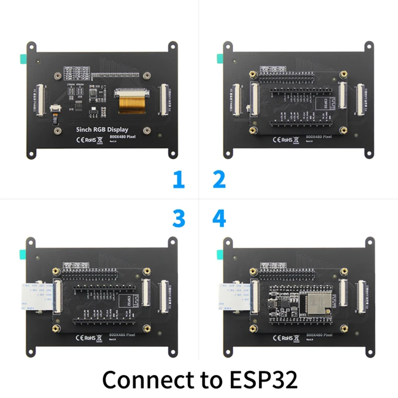 Imagem -05 - Módulo de Tela de Exibição Lcd para Wildfire Ips tn Touchscreen Stm32 Esp32 5in 800x480