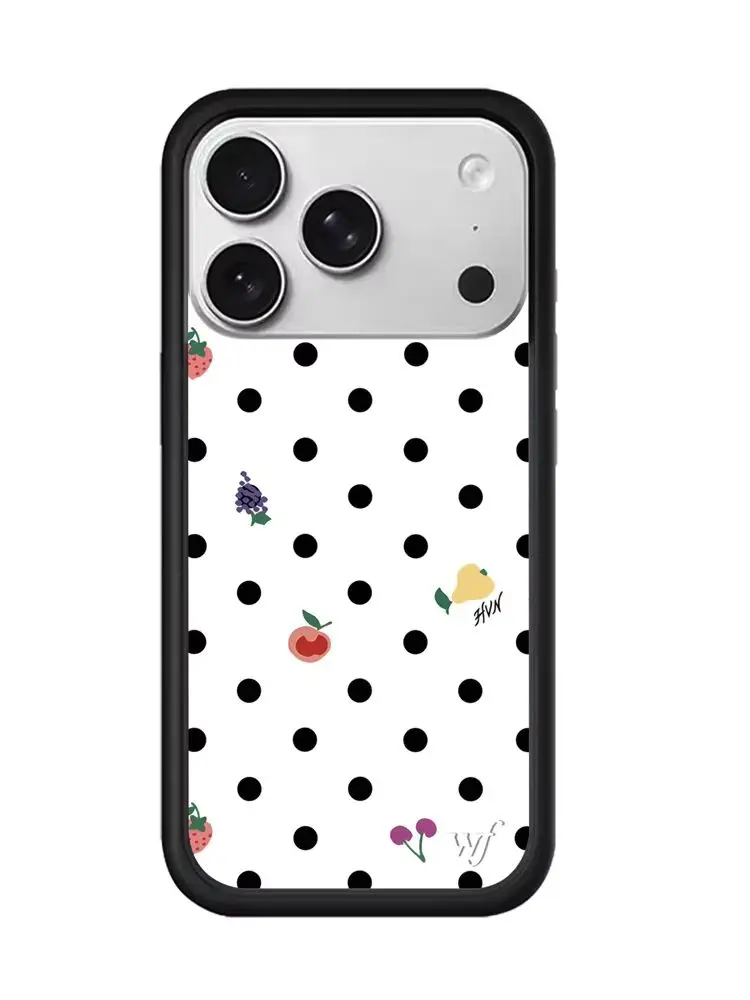 Etui na telefon z motywem dzikich kwiatów i kropek, urocze, do iPhone 17 Pro Max 16 Plus 17 Air 12 13 14 15 16 Pro 17, obudowa z wiśniami, trójwymiarowe etui z kreskówkami. — zdjęcie produktu 7