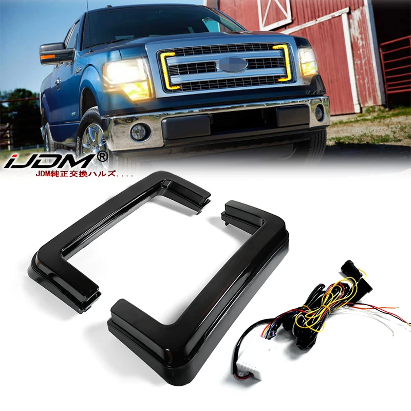 

Для Ford F-150 передняя решетка светильник Xenon White Светодиодный дневные ходовые огни Янтарная деталь последовательный сигнал поворота сборка 09-14