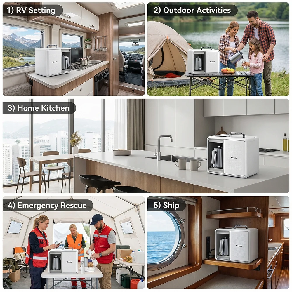 Multiple Scenarios Portable RO 5 Stage Water Purifier Water Heating Drinking With Heat Kettle Camp UV Filter Water&Making Coffee