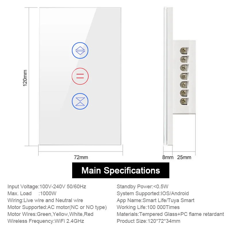 Brasil 4X4 Tuya WiFi Thông Minh Công Tắc LED 4/6 Băng Đảng Cảm Ứng Treo Tường 110-240V Màn Hình Bảng Điều Khiển Ứng Dụng trung Lập Dây Làm Việc Với Alexa Google Home