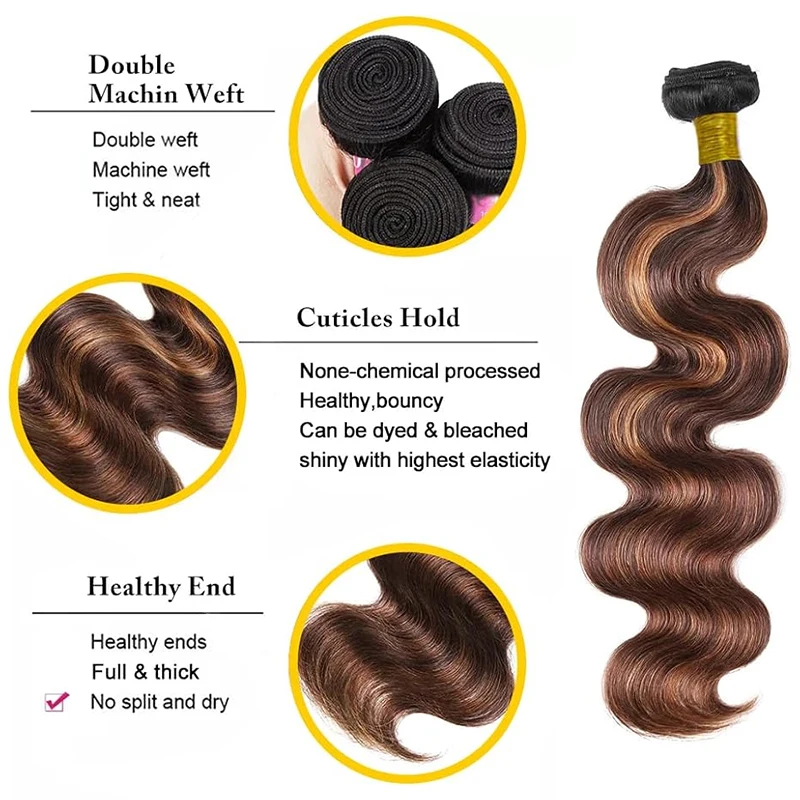 1B/30 Highlight Bundles Human Hair Body Wave Human Hair 1/3/4 Bundles Unprocessed Brazilian Virgin Hair Body Hair Extensions