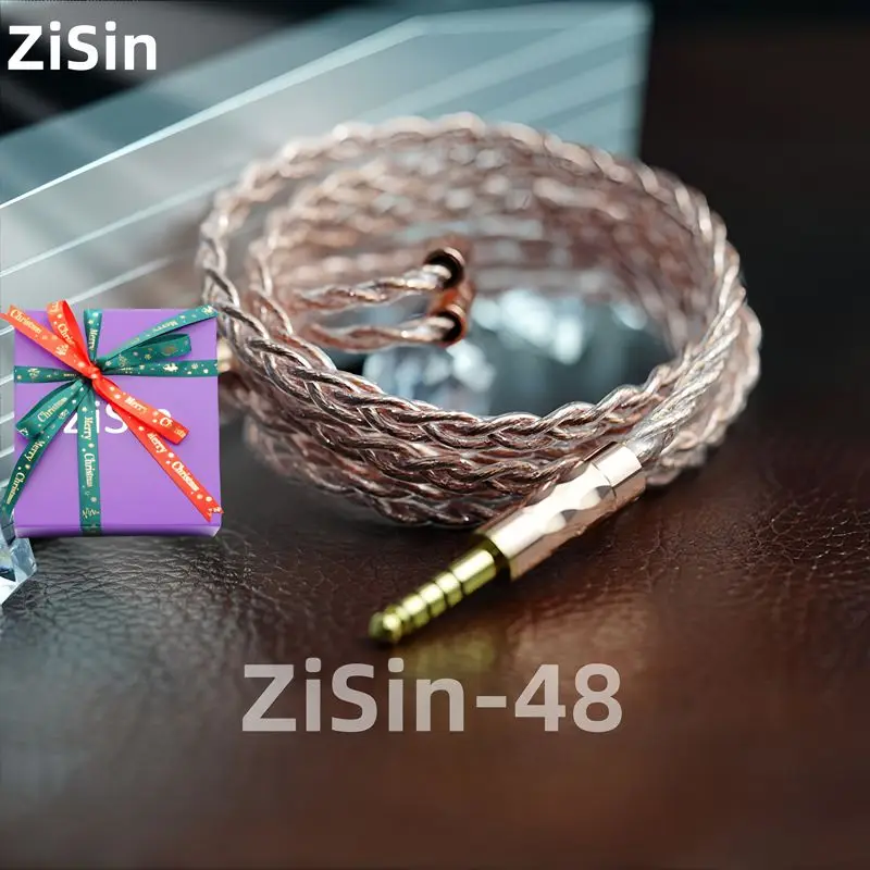 ZiSin 48 Christmas Thanksgiving Gift Cable HIFI Headphone Upgrade Cable Strap 4.4/3.5 mm MMCX 0.78 for Bravery F1 AKG MK4 IEM