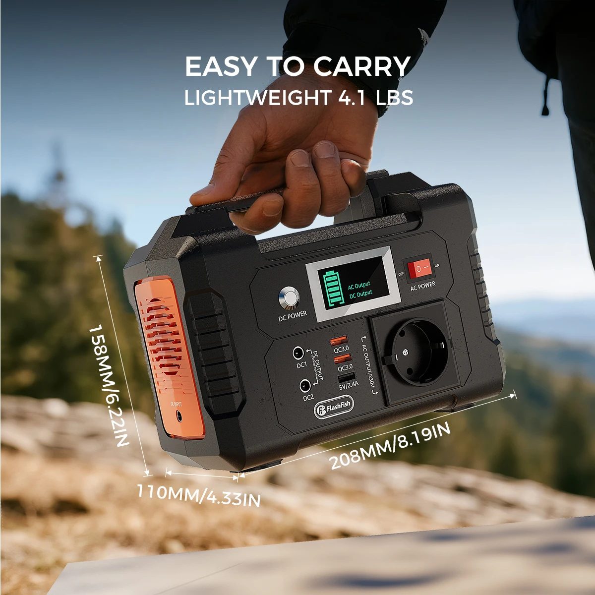 HEZZO Portable Power Station 151Wh 200W AC Outlet 250W Peak Solar Generator with AC USB DC Outputs for Camping Outdoor Travel Emergency Backup