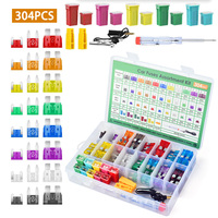 304Pcs Fuses Assortment Kit Standard+Small+Mini Blade Fuses Low and Tall/STD Profile Box Shaped Assorted Fuse with Fuses Puller