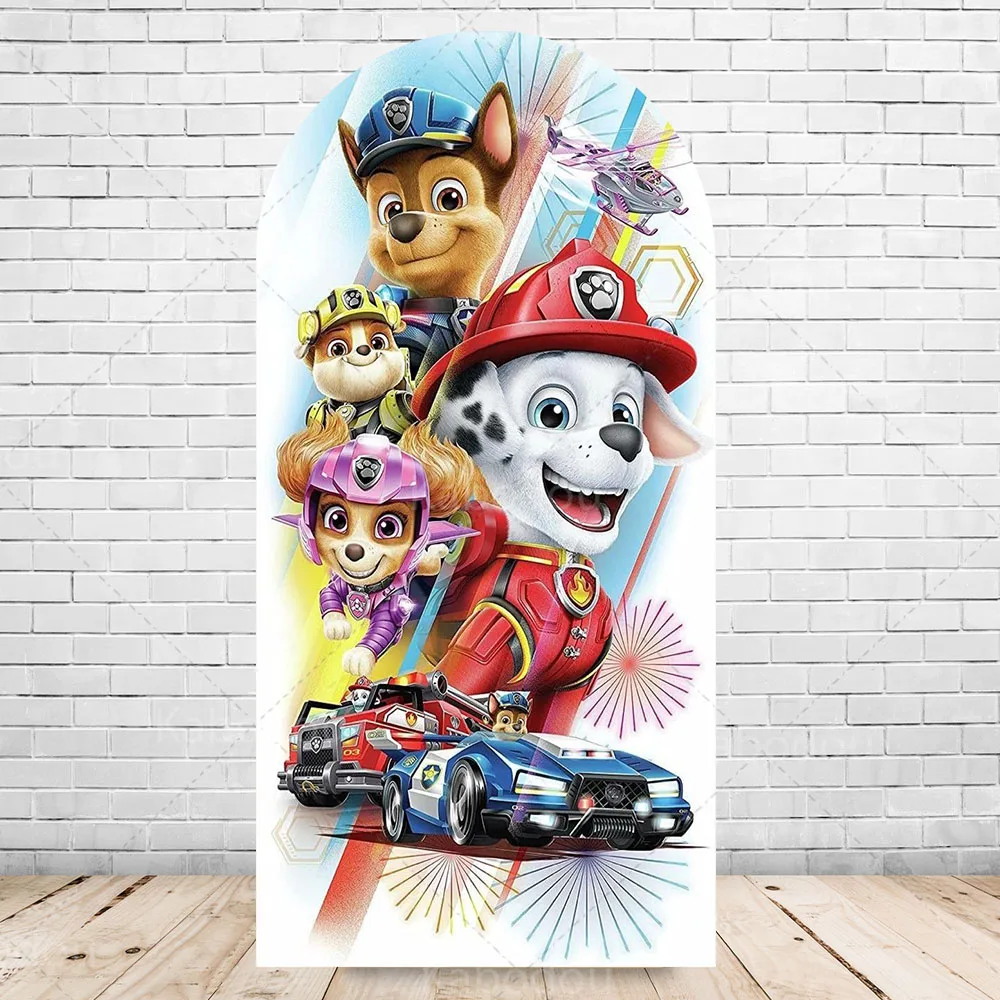 Patrulha pata arco pano de fundo para criança 1st festa de aniversário decoração parede filhote de cachorro chá de bebê fotografia fundo photo studio banner