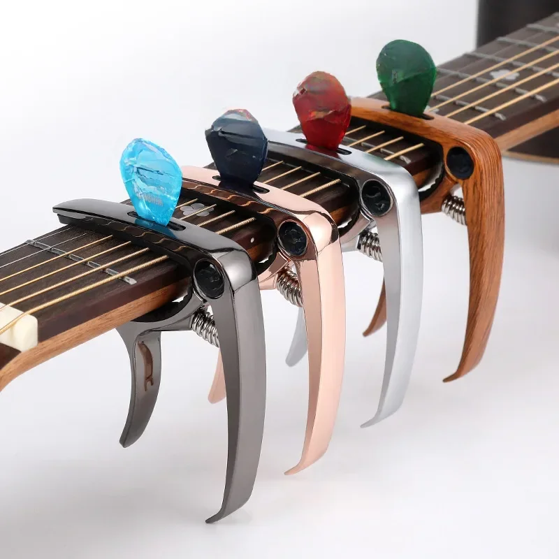 Excellent Clip de réglage du capodastre de guitare en métal, pour guitares électriques acoustiques, basse, ukulélé avec support de plectres, 1 pièce