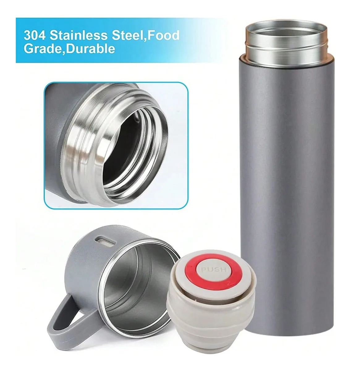 ترمس 500 مل هدية شرب ترمس زجاجي مع 2 كوب