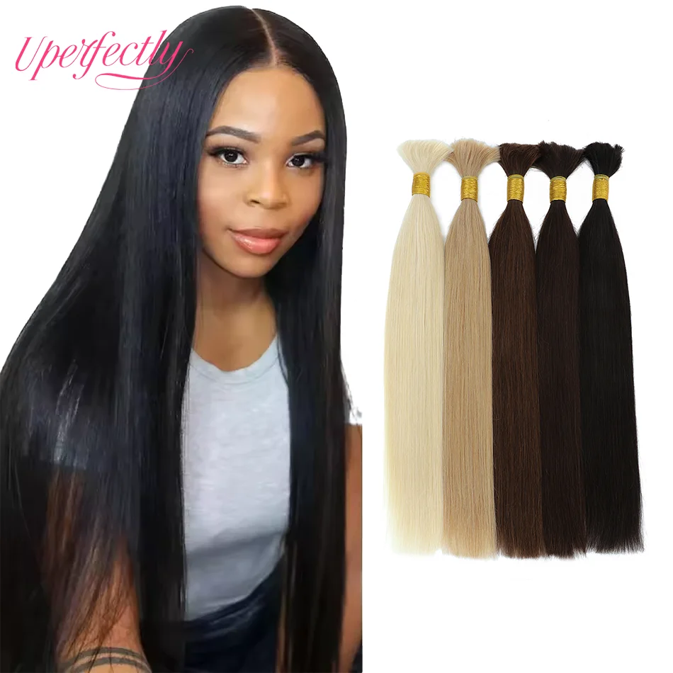 

100% Natural Black Human Hair Weaving For Women European Remy Human Hair Extensions For Weaving And Braiding 18-24" 50G/100G