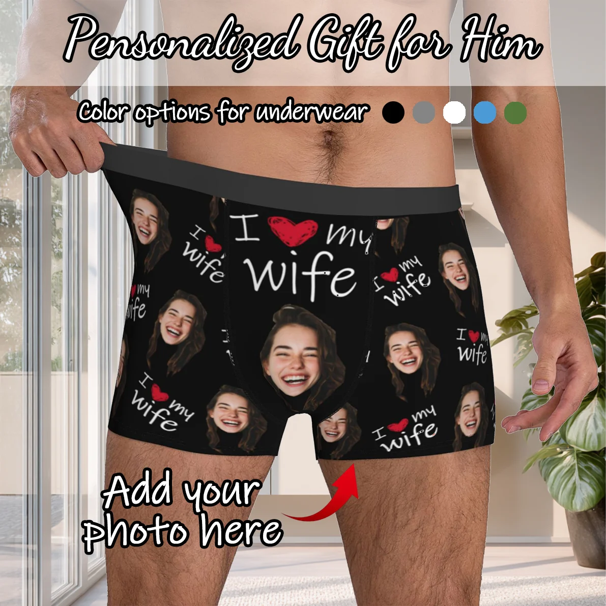 Sous-vêtements personnalisés avec Photo de visage, Boxer personnalisé pour hommes, cadeau de saint-valentin pour mari, cadeau d'anniversaire pour papa