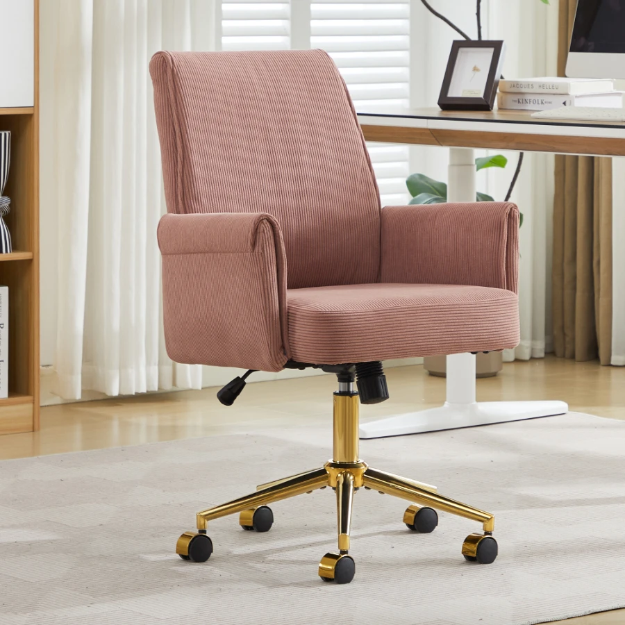 Chaise de bureau pivotante avec hauteur réglable, dossier mi-haut, revêtement rayé et design ergonomique - le choix idéal pour le travail, les études ou la détente. Le soutien de taille moyenne offre une excellente protection.