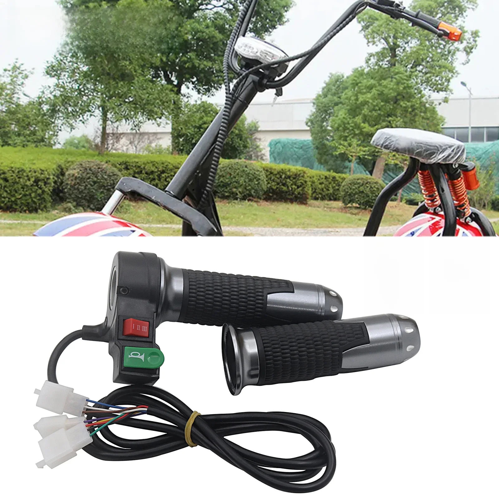 AliExpress Throttle Handle 60V 3 Speeds Gear Switch With Horn Electric Bike Modification Part For Harley Citycoco Scooter Motorcycle E-Bike