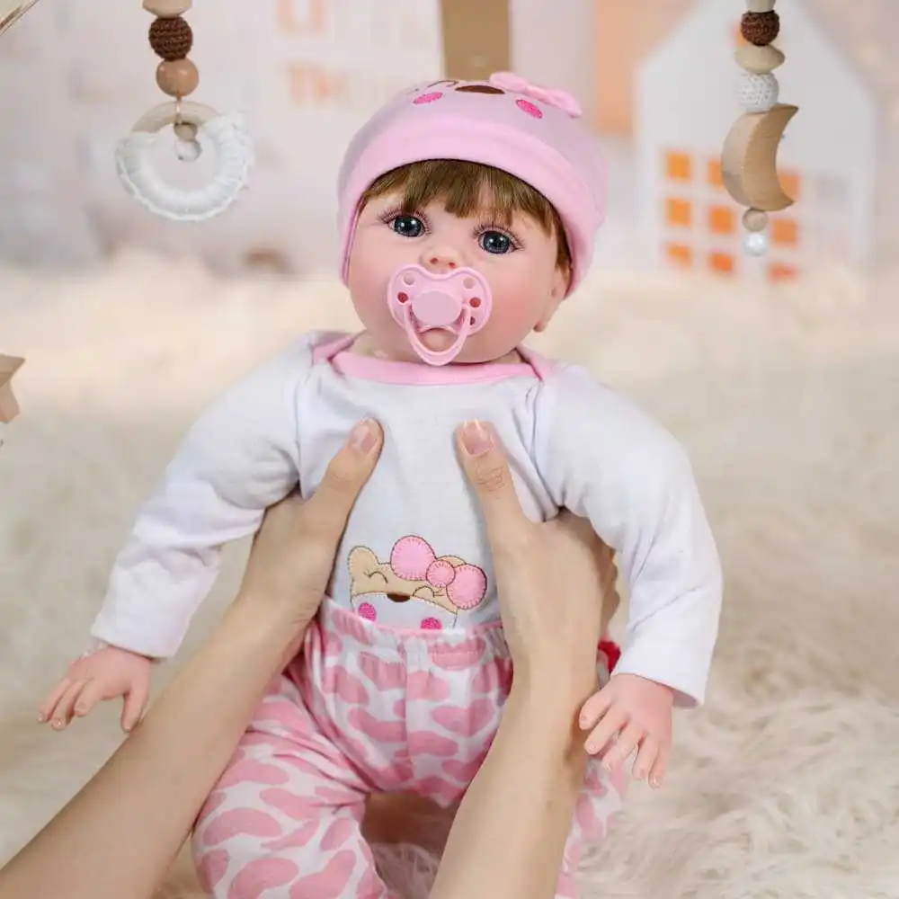 Cloveray 22 inch Classic Realistic Reborn Baby Doll Super Cute Soft Vinyl Doll High Quality Toy Playing House Doll Kid Xmas Gift